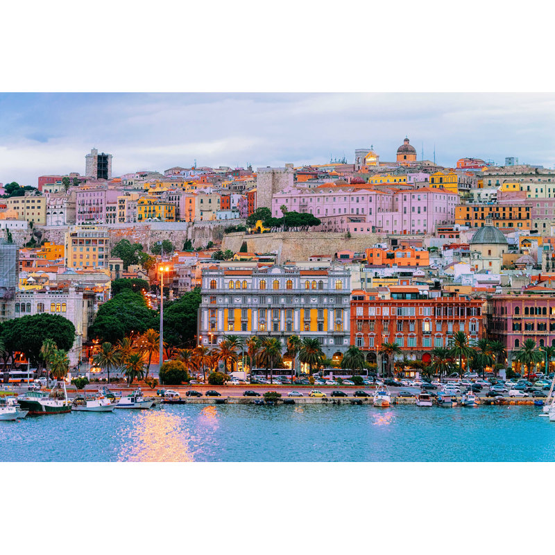Marina en mer Méditerranée - Photographie sur toile tendue, H 8 po x l 12 po