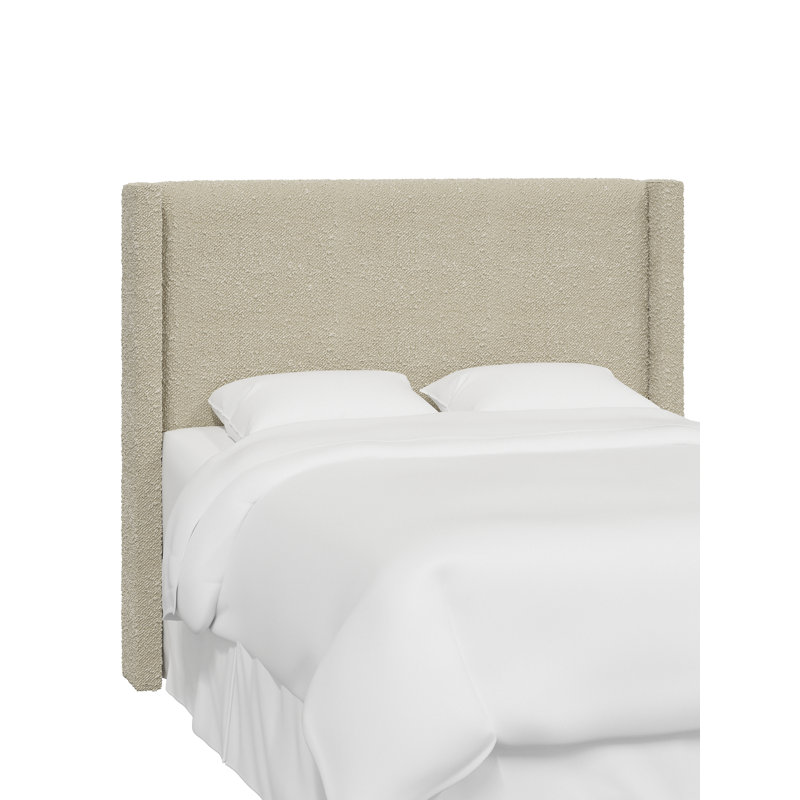 Hudson Upholstered Wingback Headboard, Twin, Scm Cabbage Rose Coral Ivory Linen