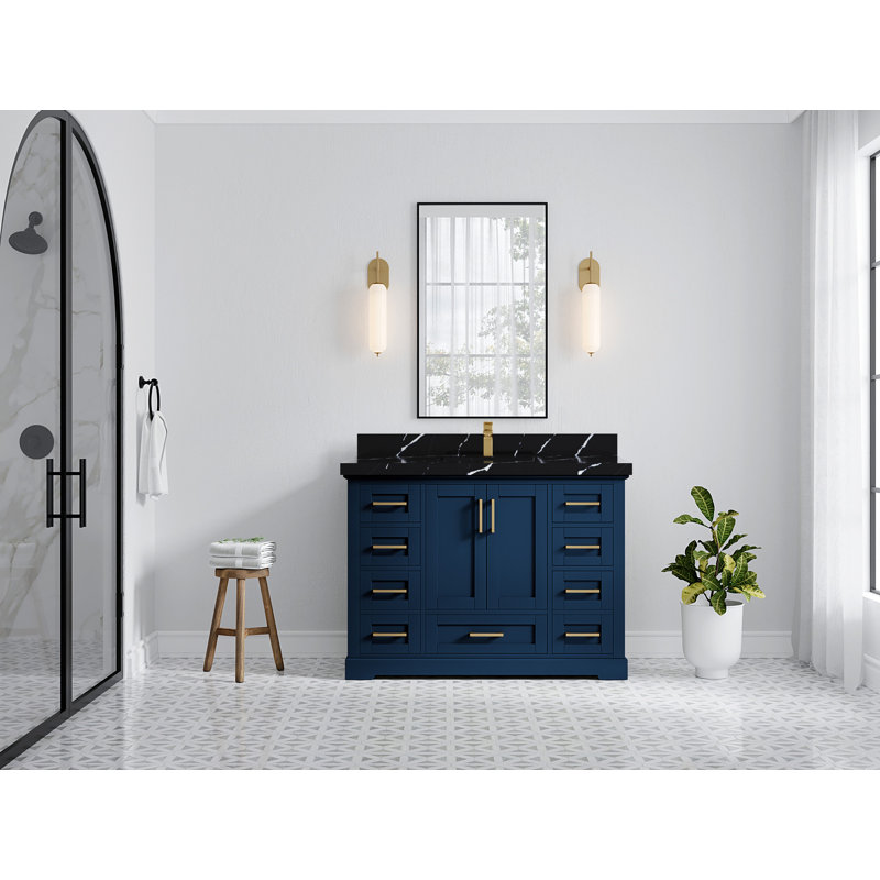 Ensemble de meuble-lavabo simple 48 po Esin, Noir Calacatta