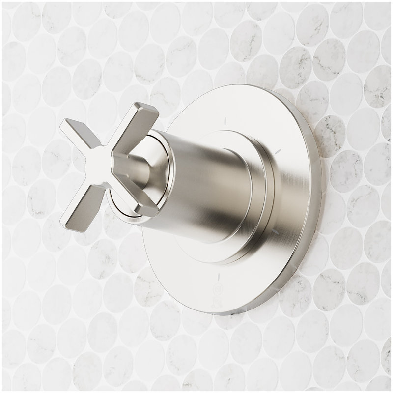 Vassor Thermostatic Shower System With Slide Bar and Hand Shower - Brushed Nickel, Brushed Nickel
