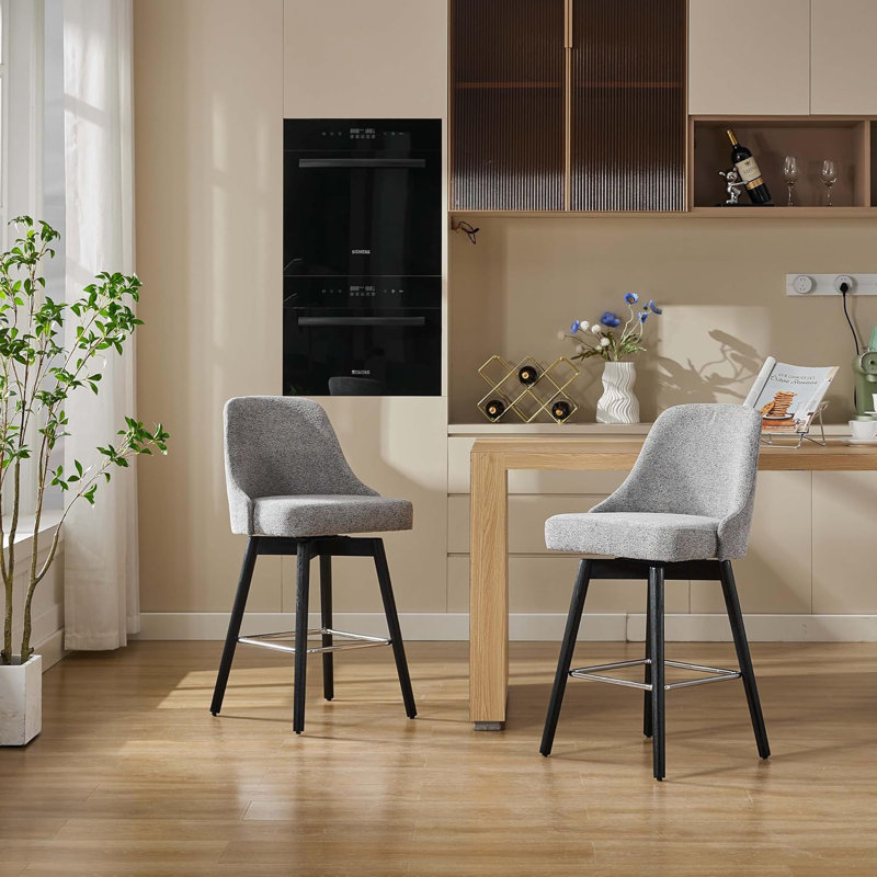Ensemble de 2 tabourets pivotants 26 "à hauteur de comptoir, Gris