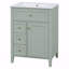 Meuble-lavabo avec lavabo, panneau de fibres à densité moyenne et bois d'hévéa, 3 tiroirs et armoire avec tablettes réglables-2040020081