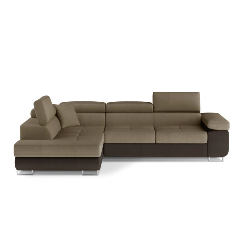 Canapé d'angle convertible Anton bicolore avec rangement - beige/brun foncé, Beige / brun foncé, Faisant face vers la gauche