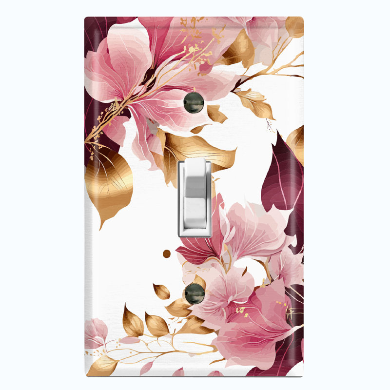 Plaque murale à 1 fleur rose avec feuilles de fleurs et spa