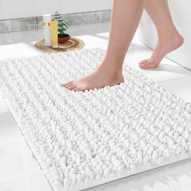 Soft & Cozy Rectangle Bath Rug, White