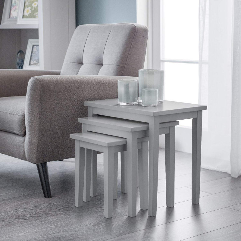 Elvina Solid Wood Nesting Tables, Grey