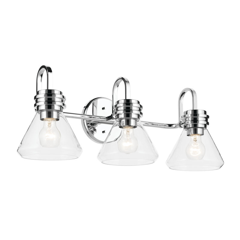 26" 3-Light Vanity Light with Clear Glass, Chrome