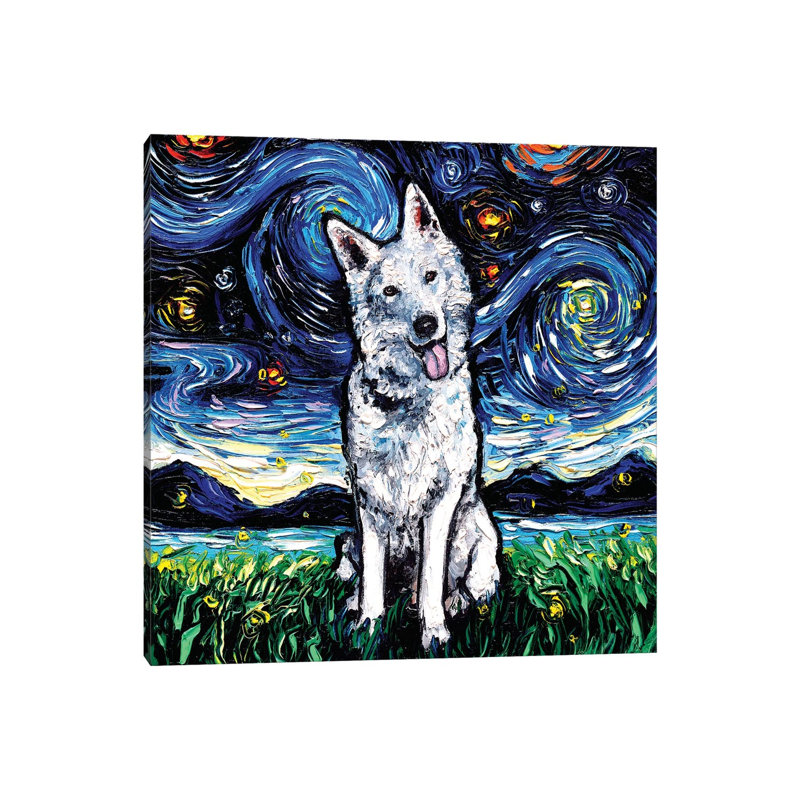 Swiss Shepherd Night by Aja Trier - Wrapped Canvas Print, 30.48 cm H x 30.48 cm W