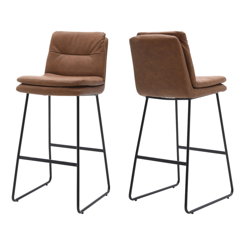 Carena Upholstered Counter Stool with Metal Frame, Brown
