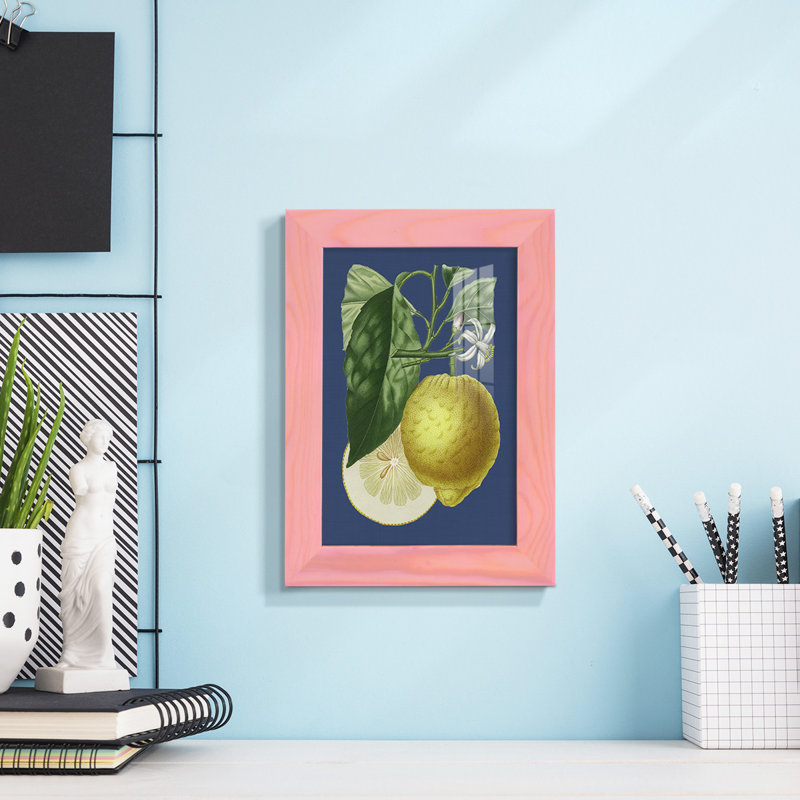 «Camargue French Lemon On Navy I», impression sur papier, H 8 po x l 6 po x P 1 po, Coucher de soleil rose
