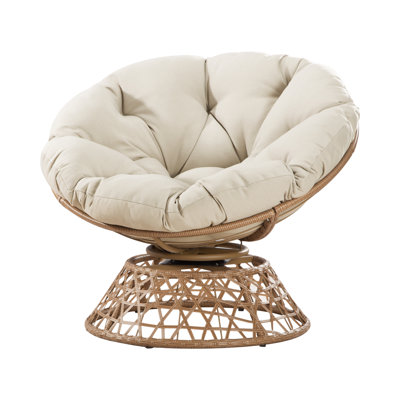 Papasan Chair ,360° Swivel Wicker Outdoor Lounge Chair