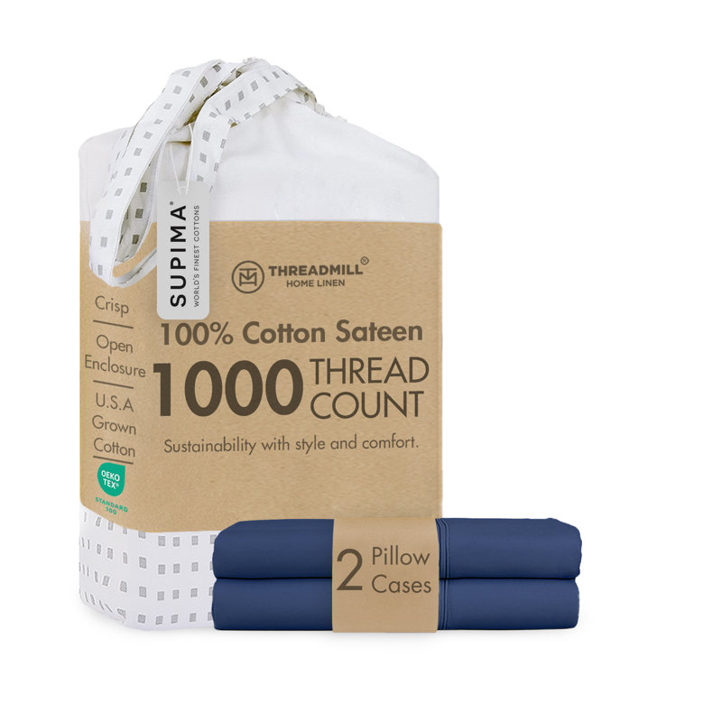 Ensemble de taies d'oreiller en coton Supima à densité de tissage 1000 fils Threadmill, Taies d'oreiller - très grand