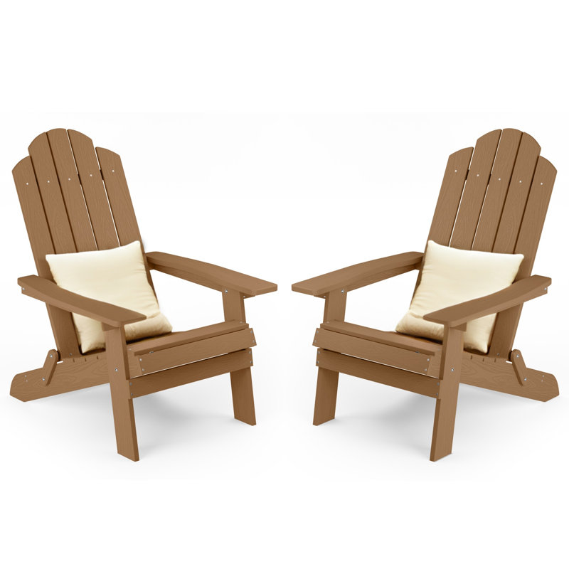 Chaise Adirondack pliante en plastique pour l'extérieur (ensemble de deux), Brun