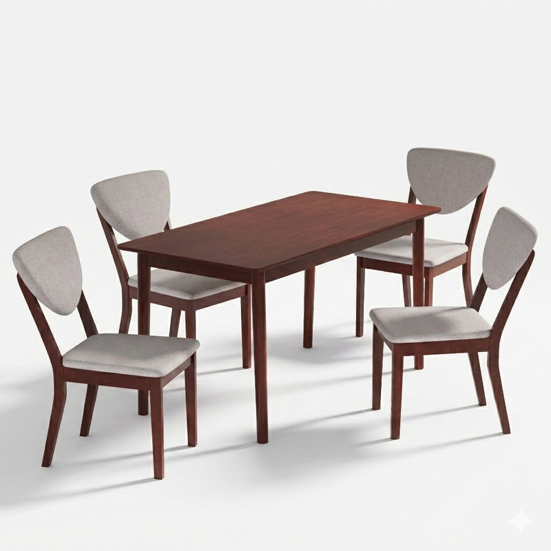 5-Piece Farmhouse Dining Table Set with 4 Upholstered Chairs , Solid Wood Kitchen Table Set for 4, Modern Wood Furniture for Dining Room, Living Room and Study