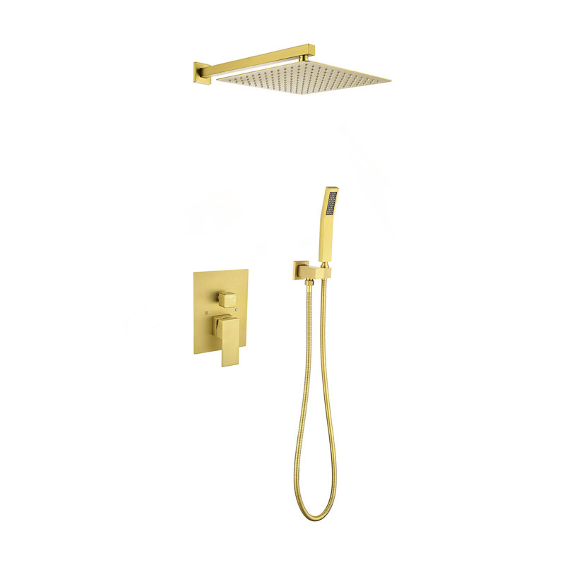 10" Rain Shower Head Systems Wall Mounted Shower, Brushed Gold