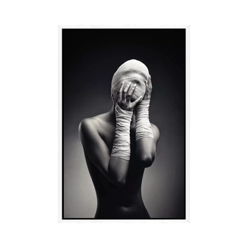 Woman In Bandages by Jose Cacho - Print on Canvas, 66.04cm H x 45.72cm W x 3.81cm D, White Framed