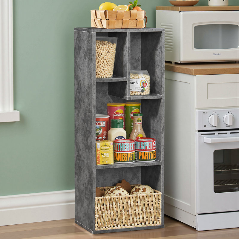 4-Layer Irregular Open Shelf Bookcase, Gray