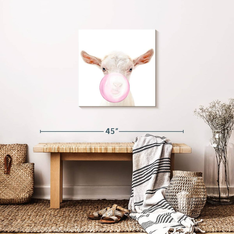 " Bubble Gum Goat ", 24" H x 24" W x 1.25" D
