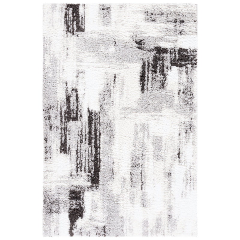 Keanu Abstract Gray/Dark Gray Area Rug, Rectangle 4'5" x 6'5"