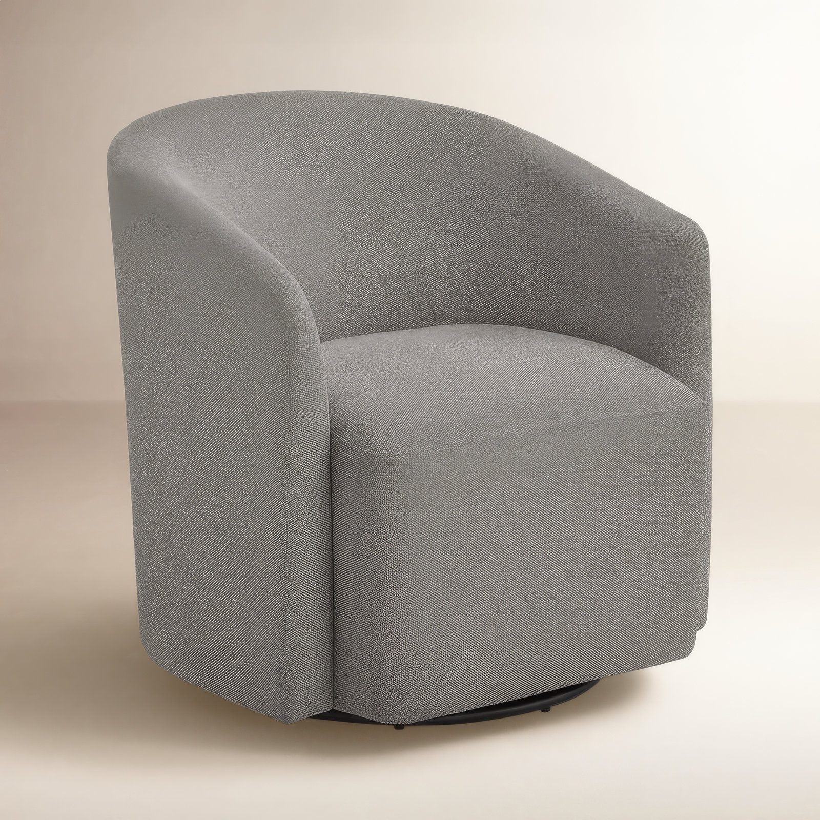 Arlo Swivel Barrel Chair, Gray Polyester Blend
