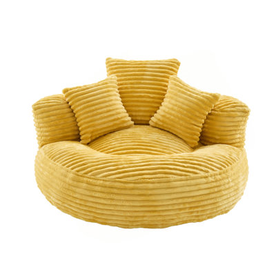 Bean Bag Chairs, Bean Bag Sofa For Adults, Kids,Oversized Corduroy Bean Bag Chair With 3 Pillows & Armrest,Beanbag Chair & Lazy Sofa With Foam Filler For Bedroom Living Room Dorm