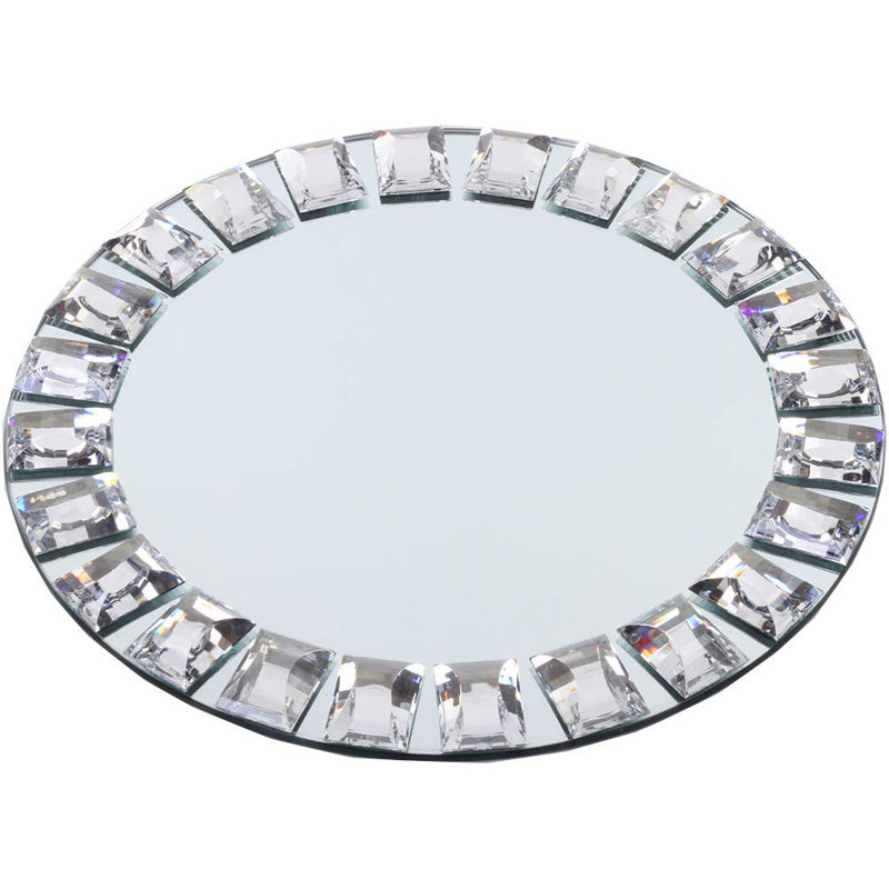 Handcrafted Silver Glass Charger Plates with Diamond Accents, 13" Set of 4