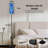  68.5" Standing Floor Lamp Blue colored stained glass window backgrounds Dimmable Metal Pole Lamp with Linen Lampshade LED Bulb Included