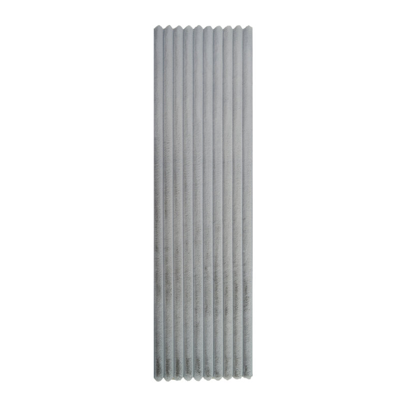 Tapis argenté en fausse fourrure nervurée de la collection Nickole, Tapis de couloir 2 pi 3 po x 8 pi