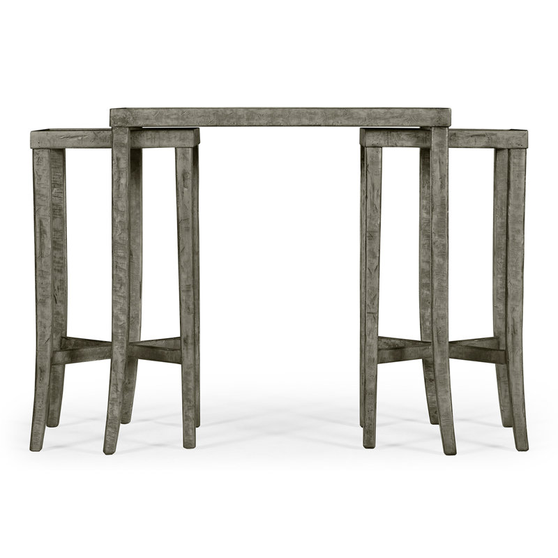 Casually Country Solid Wood Nesting Cocktail Table, Antique Dark Gray