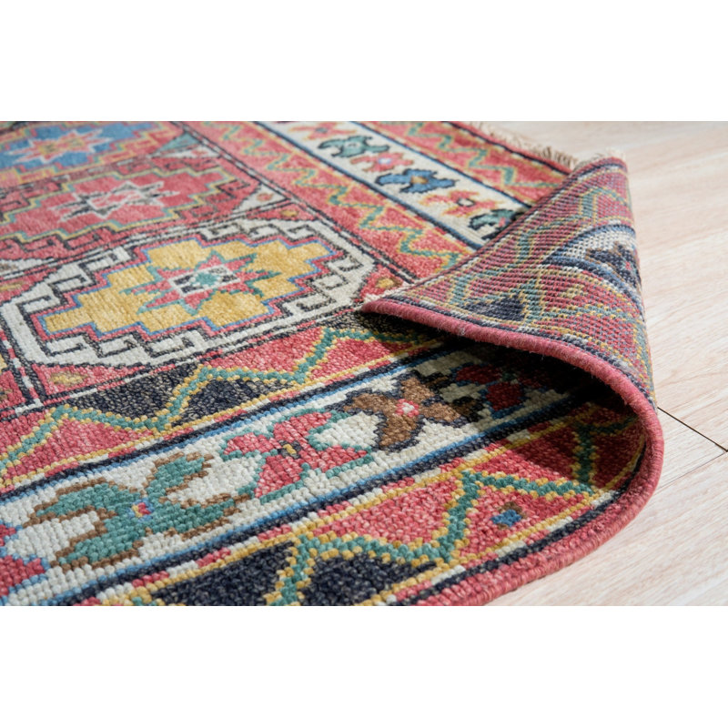 Tapis brun traditionnel en laine noué à la main 8 x 10 po Starburst