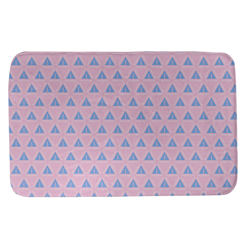 Tapis pour salle de bain à arbres minimalistes Barbra, l 21 po x L 34 po, Rose / sarcelle