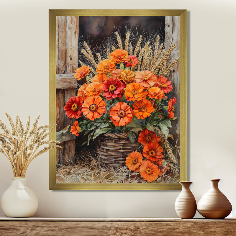 Daugherty - impression sur toile florale, H 20 po x l 12 po, Reproduction encadrée d'une seule photo, Doré