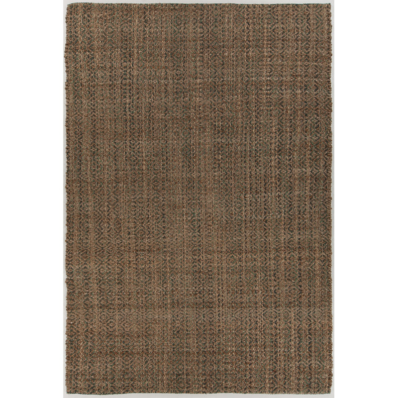 Tapis brun / vert fait à la main Arris Dhurrie, Rectangle 5 pi x 7 pi 6 po