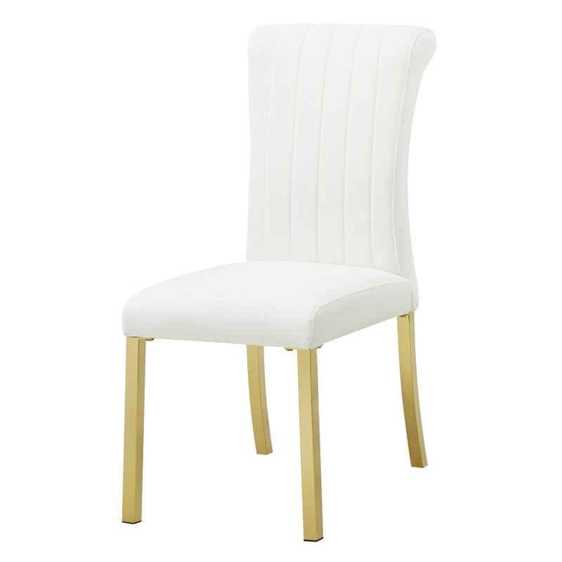 Chaises d'appoint rembourrées Stellas, Blanc, Doré