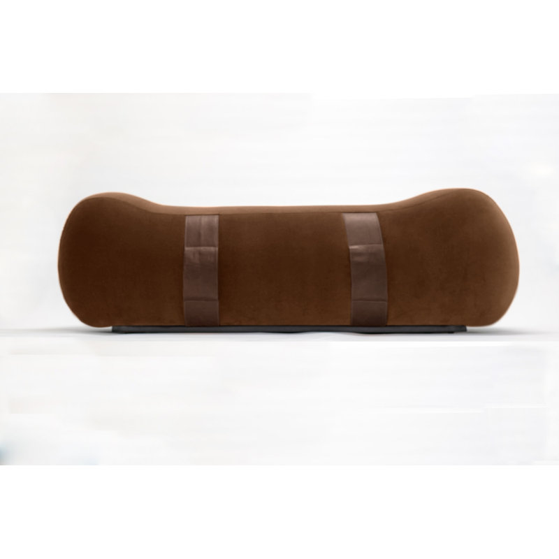 Milo Velvet Upholstered Bench, Terra Cotta/Creme Brulee