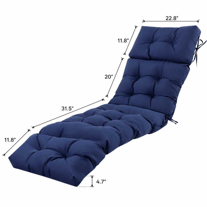 Coussin pour chaise longue d'extérieur, coussin imperméable pour chaise longue de patio avec motif capitonné