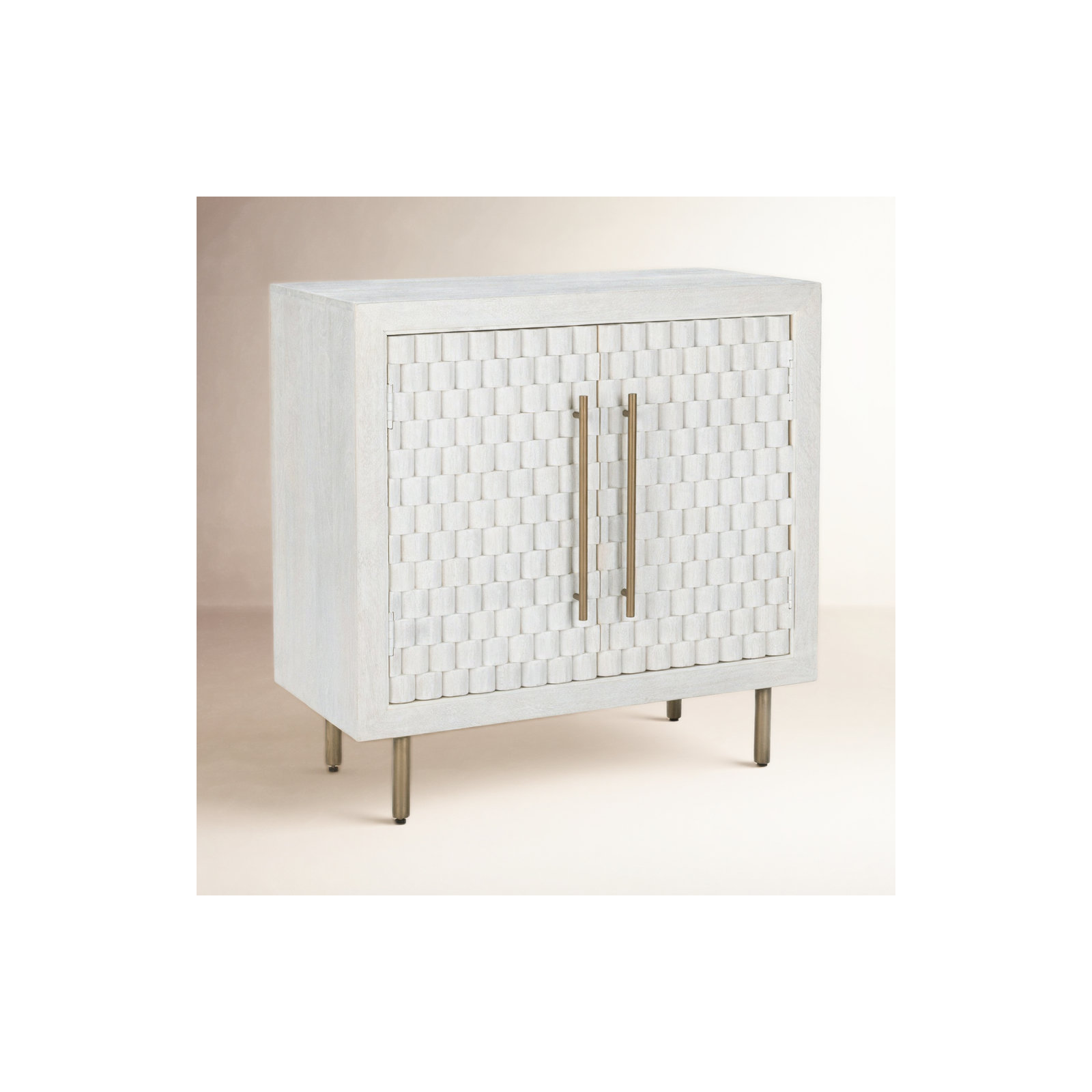 Abshire 2-door Mango Wood Cabinet, White Wash