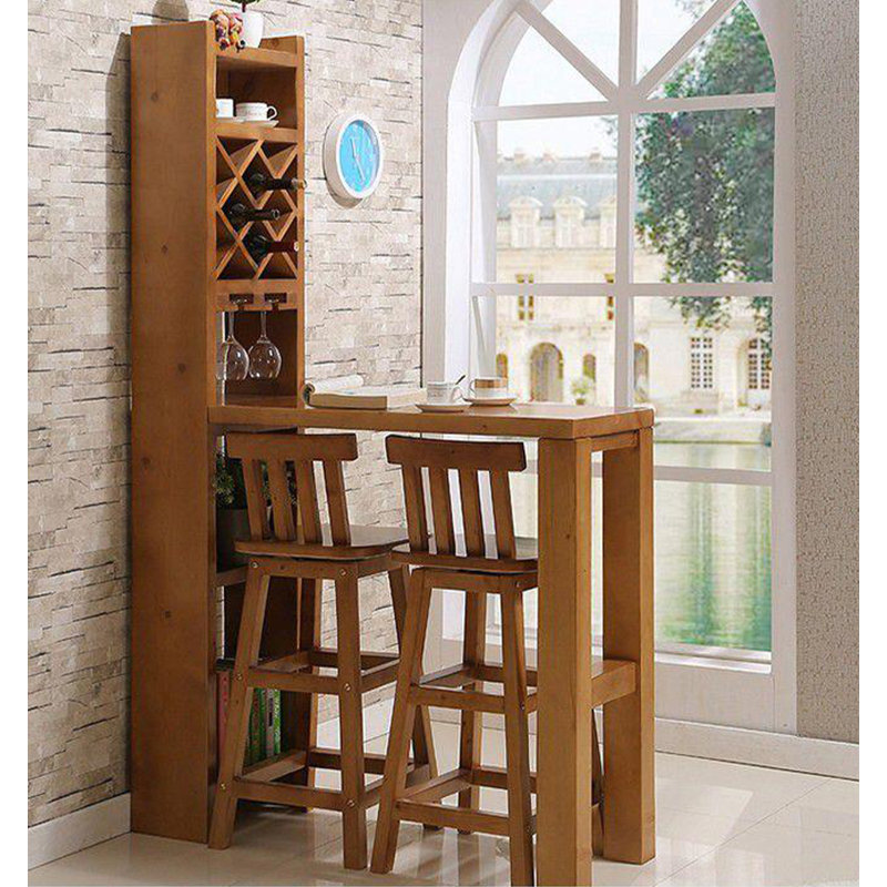 Support à vin en bois massif de style chinois, rangement et table de bar, H 78,74 po x L 62,99 po x l 15,35 po