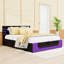 Grand lit plateforme tapissier avec tête de lit et rangement relevable-1178243714