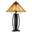 Lampe de table Eli, abat-jour en verre teint Tiffany 17 po, métal bronze, résine