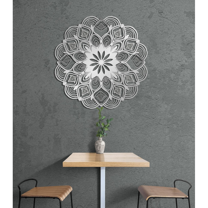 Metal Mandala Abstract Wall Hanging Décor, Creative Floral Metal Wall Art Home Decoration, Shiny Gold, 10" H x 10" W x 0.5" D