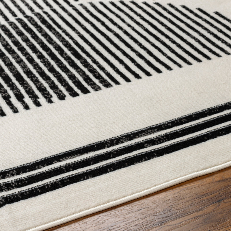 Machine Woven Beige/Black/Ivory Indoor Rug, Rectangle 152 x 213cm
