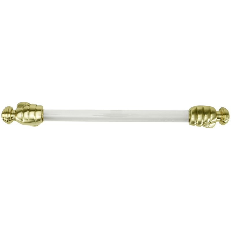 Carpe Diem Fist satin brass extra large fist 5 inch center to center pull, 3/4 inch acrylic bar in finish Satin Brass