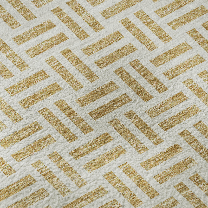 Premium Machine Washable Prisco Gold Rug, Runner 2'3" x 7'6"