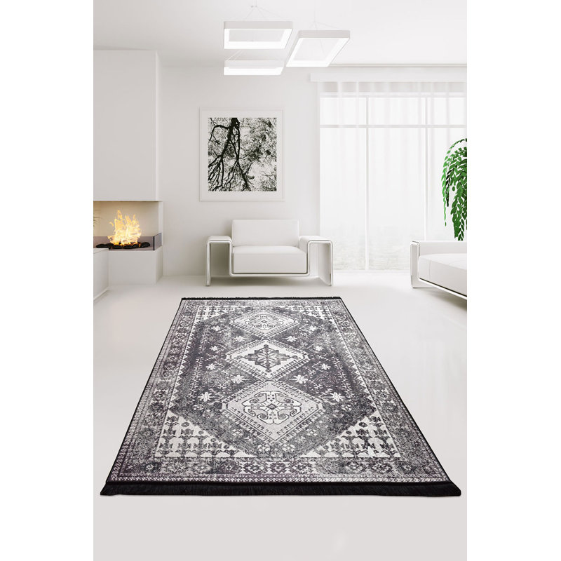 Premium Area Rug (5.2 x 7.5 ft), 100% Polyester, 0.2 in Pile Height | Antibacterial, Non-Slip Underside, Machine Washable | Elegant Design for Living Room & Bedroom Decor, Soft and Durable