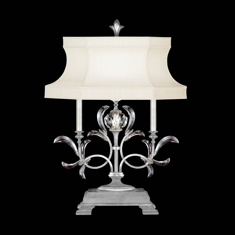 Beveled Metal Table Lamp, Silver 