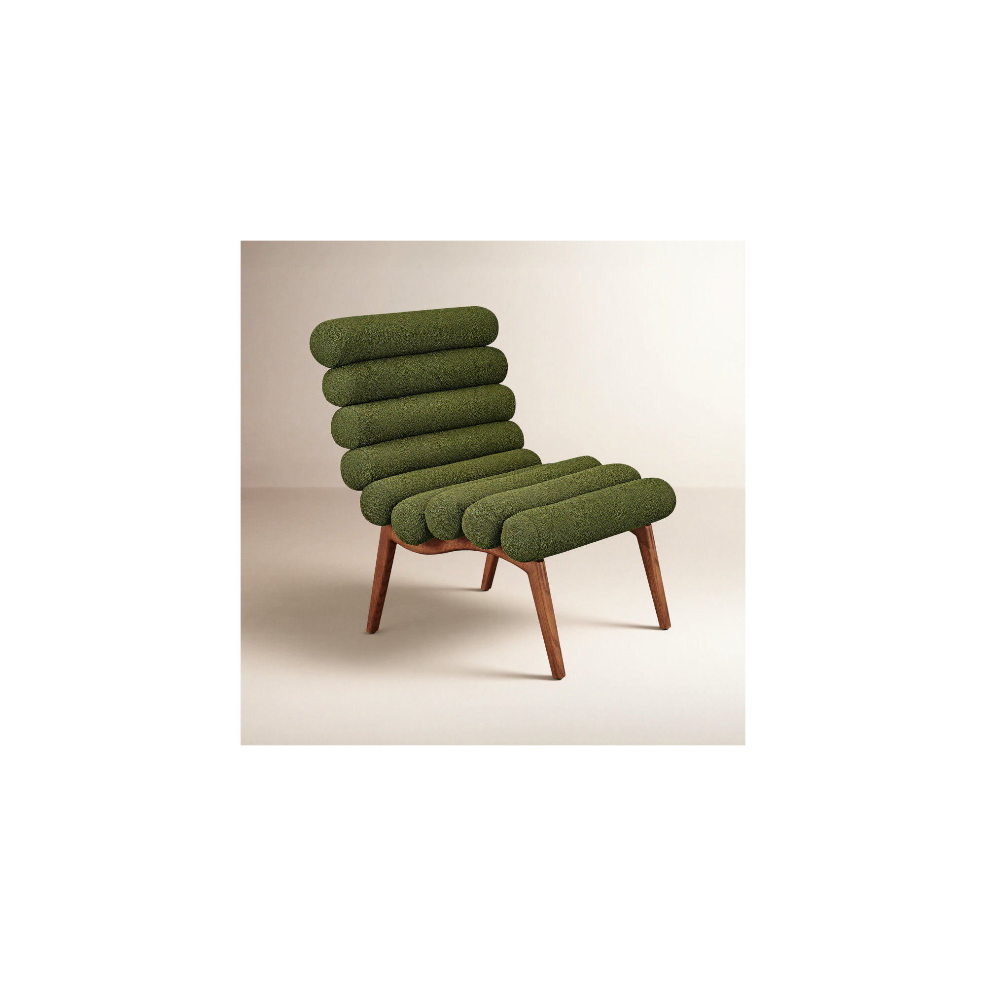 Rola Upholstered Accent Chair, Dark Green Boucle