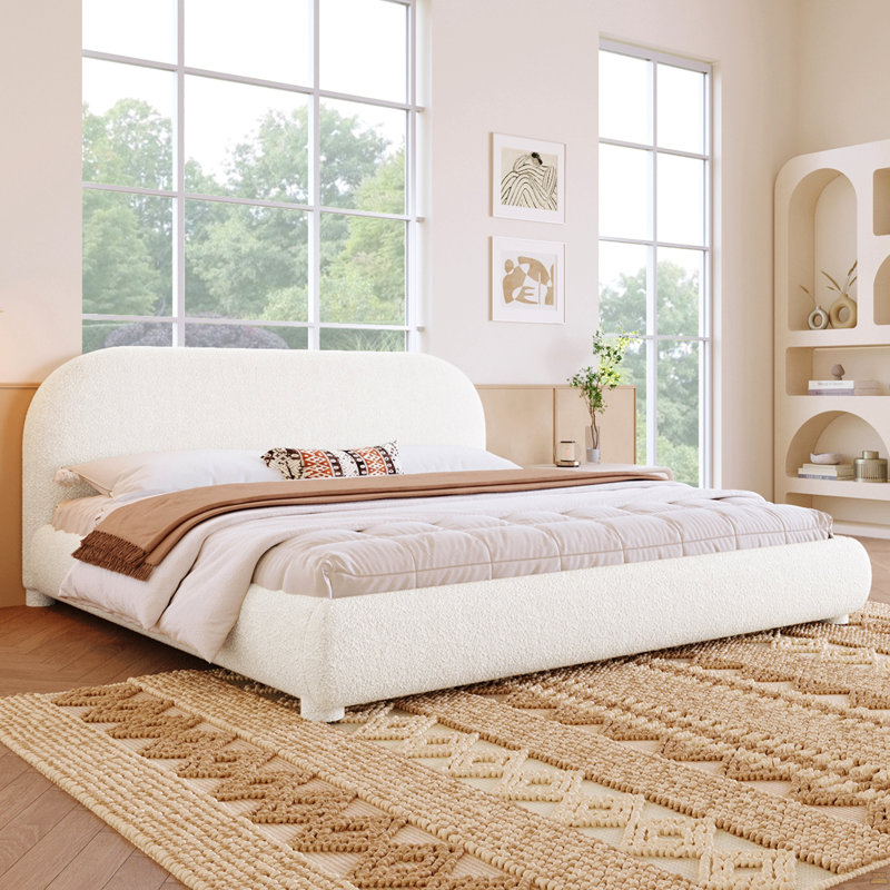 Lit tapissier en tissu, très grand, Cream
