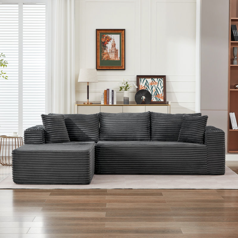 Canapé modulaire en forme de L Boneless, Gris