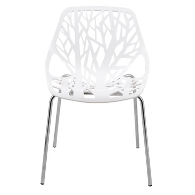 Chaise d'appoint blanche avec pieds chromés